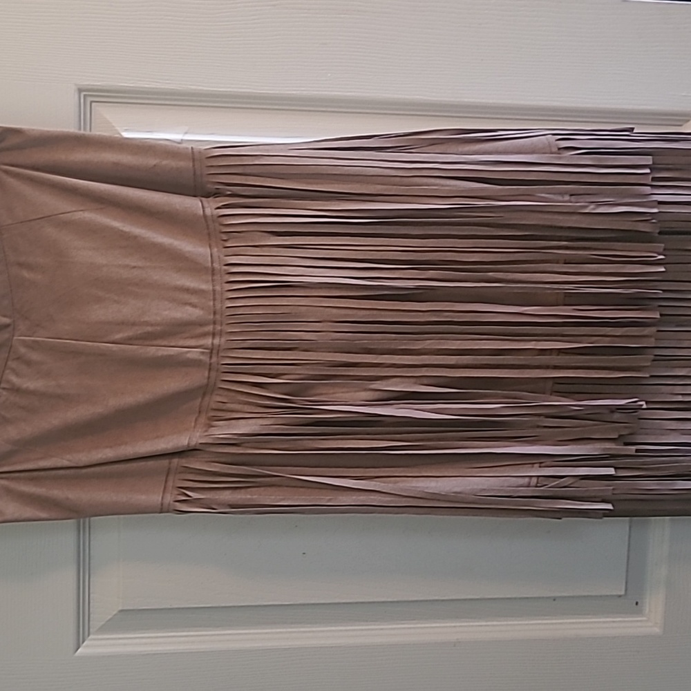 Chico's faux suede fringe skirt